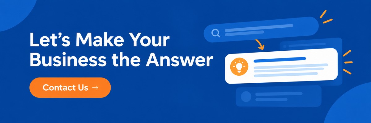 Icon set showing key answer engine optimization tactics like questions, voice, local and schema